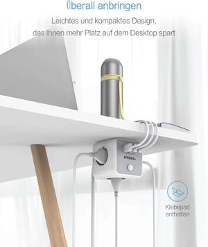 USB Power Strip Cube with 3 AC Outlets 3 USB Ports 1.5M Extension Cable Multi Socket Power Adapter with Switch for Home