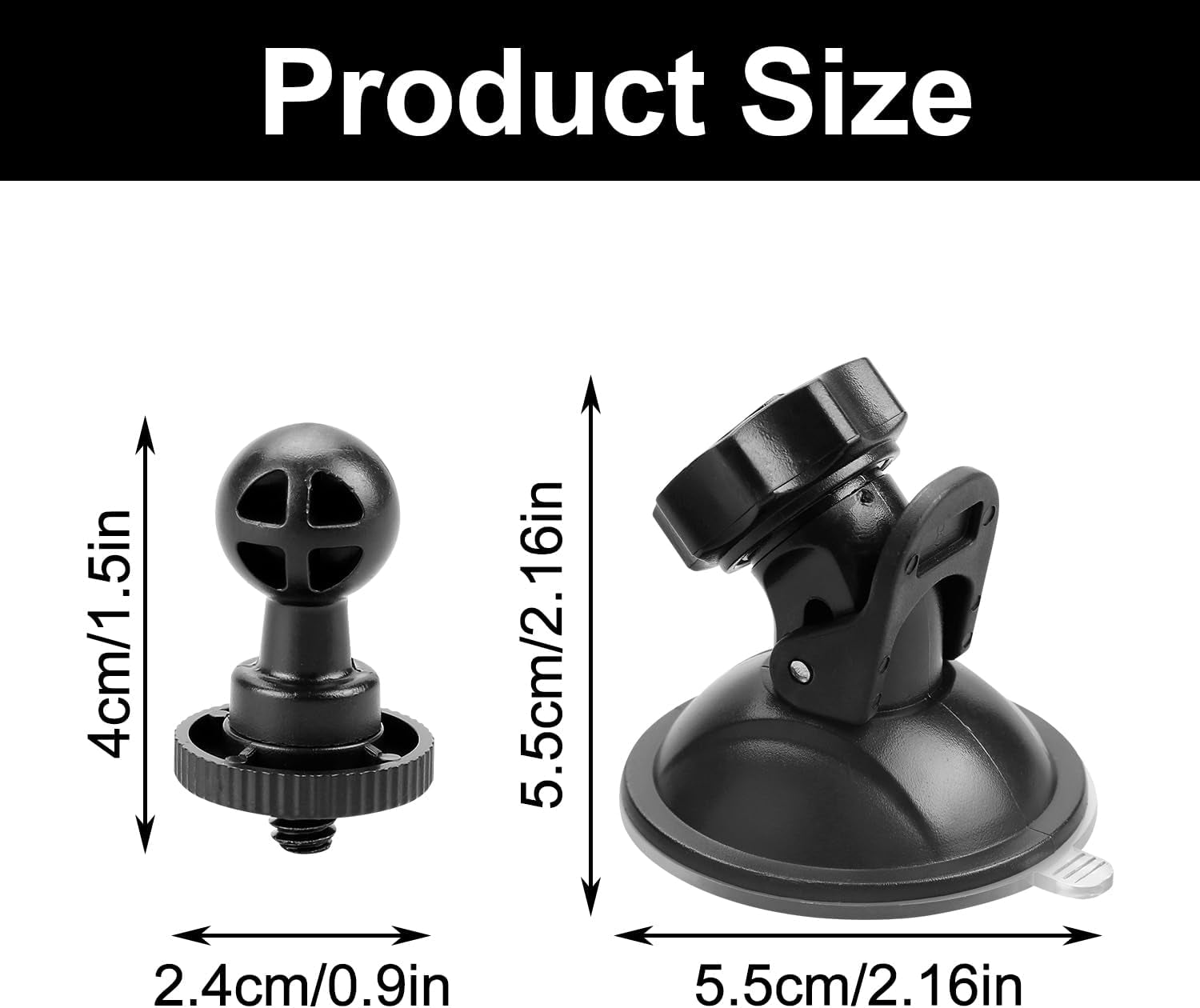 Car Dash Cam Mount Bracket - 360° Rotation Suction Cup Mount for Driving DVR, GPS, and Action Cameras