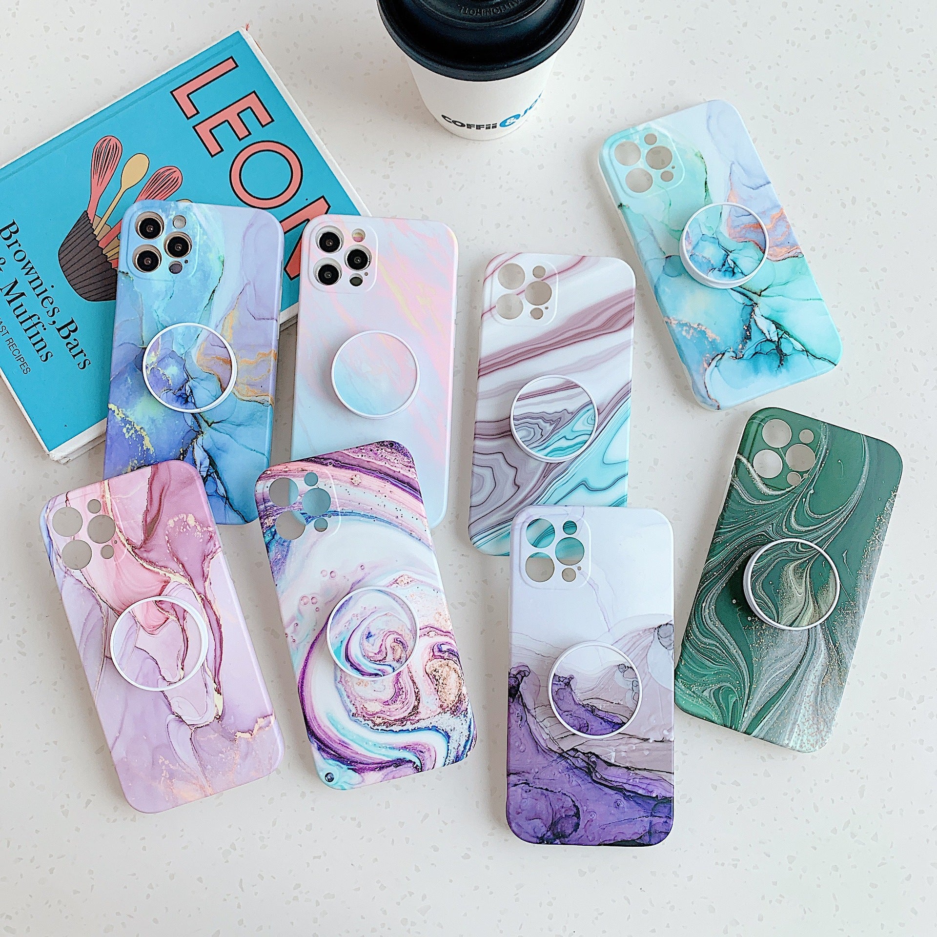 Marble Pattern Folding Stand Is Suitable For Fine Hole Silicone Mobile Phone Case