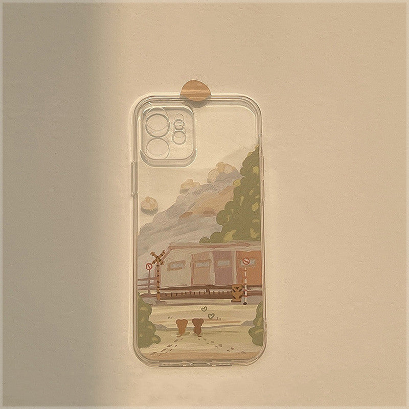 Compatible with Apple , Oil Painting Mobile Phone Case All-inclusive Protective Cover Transparent Soft Shell