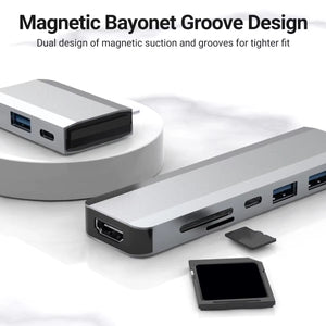 USB-C Docking Station 10 in 1 Magnetic Hub with Dual Monitor +USB 3.0+Type-C 3.0+SD/TF Reader+Pd 100W Charging for Mac Pro DELL