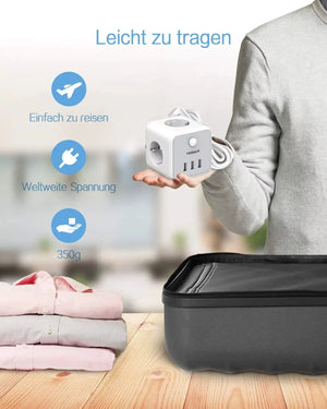 USB Power Strip Cube with 3 AC Outlets 3 USB Ports 1.5M Extension Cable Multi Socket Power Adapter with Switch for Home