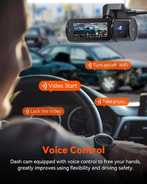 N4 Pro 4K 3 Channel Dash Cam 5G Wifi GPS, STARVIS 2, 4K+1080P+1080P Front and Rear inside Triple Car Camera 3CH HDR, Night Vision, Voice Control, 24/7 Buffered Parking Mode, Support 512GB