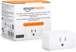Smart Plug, Matter Compatible, Compatible with Amazon Alexa, Google Home, Apple Homekit, Matter Hub Required, 2.4 Ghz Wi-Fi Only, White, 1-Pack