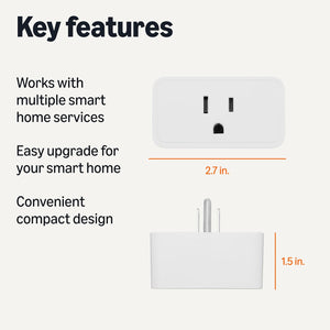 Smart Plug, Matter Compatible, Compatible with Amazon Alexa, Google Home, Apple Homekit, Matter Hub Required, 2.4 Ghz Wi-Fi Only, White, 1-Pack