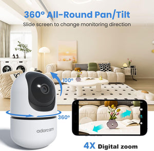 Indoor Camera for Home Security: 5G & 2.4G Wifi 2K 360° Pan Tilt Camera with 2 Way Audio Night Vision Phone App Video Surveillance for House Room Apartment Monitoring Baby Nanny Pet Dog Cat