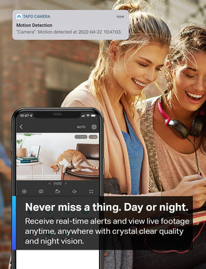 Tapo 1080P Indoor Security Camera for Baby Monitor, Dog Camera W/Motion Detection, 2-Way Audio Siren, Night Vision, Cloud & SD Card Storage, Works W/Alexa & Google Home (Tapo C100)