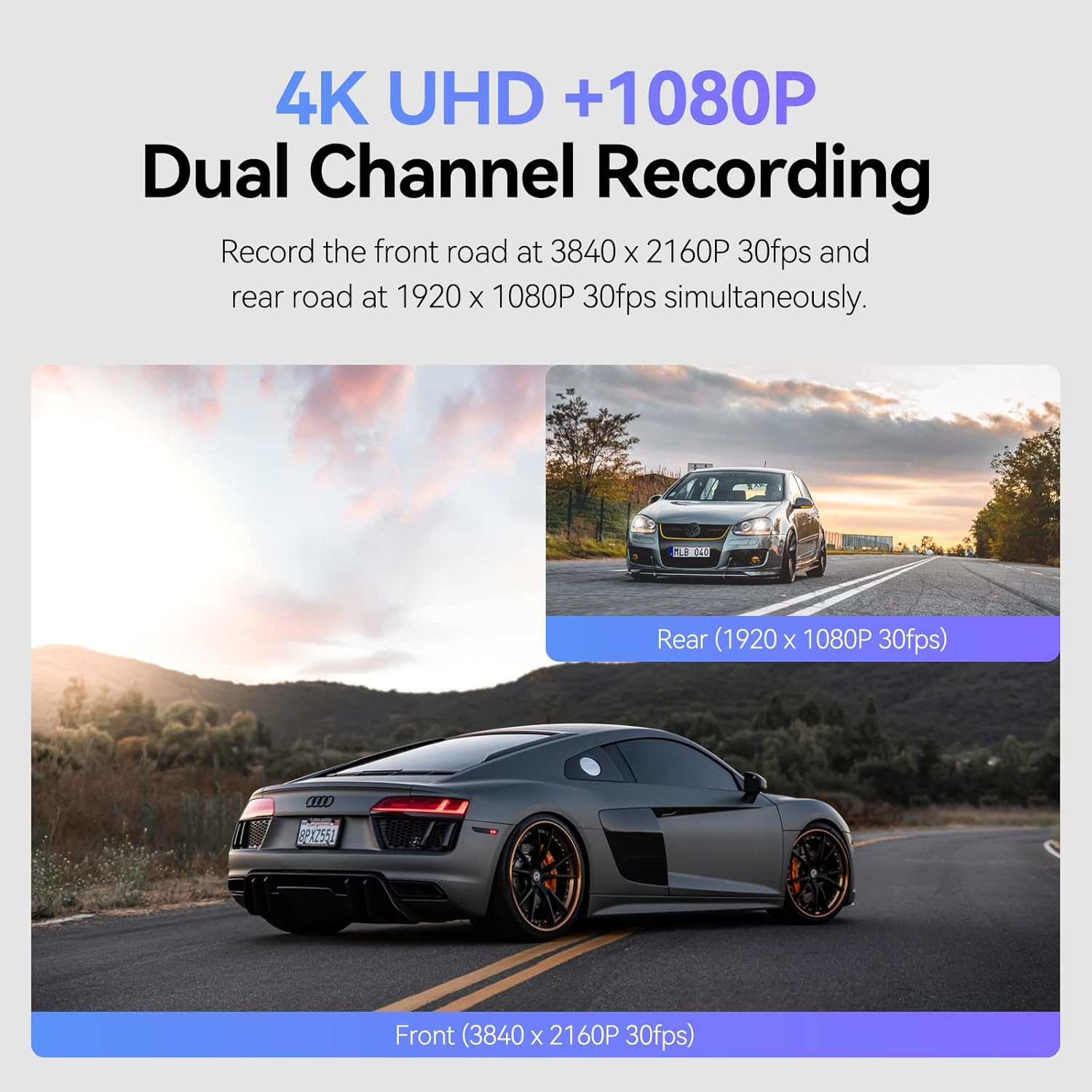 A129 Pro Duo 4K Dual Dash Camera with WiFi, GPS, and Enhanced Night Vision - Front and Rear 130° Wide Angle Compact Cameras for Vehicles - Features Emergency Recording and Parking Modes