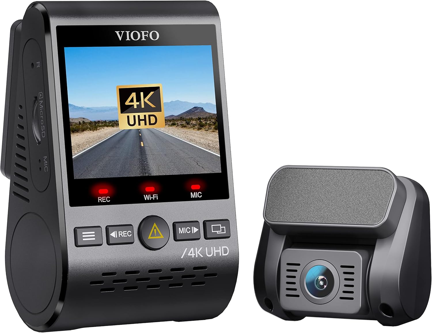 A129 Pro Duo 4K Dual Dash Camera with WiFi, GPS, and Enhanced Night Vision - Front and Rear 130° Wide Angle Compact Cameras for Vehicles - Features Emergency Recording and Parking Modes