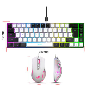 2024 Newest Mini V200 68 Keys Mechanical Feel Keyboard Compact RGB Luminous Gaming Mouse and Keyboard Combos for Pc Gaming