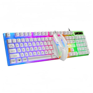 Wired Keyboard Mouse Set RGB Keyboard Mouse Combo Floating Keycap Strong Wear-Resistant 104 Key Standard Keyboard for Laptop