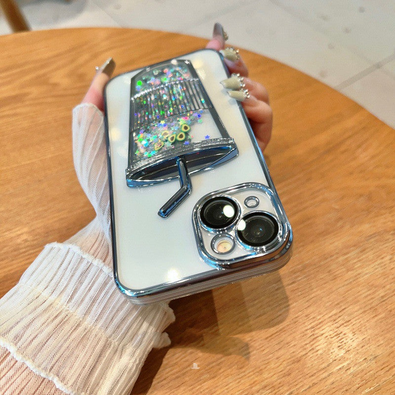 Electroplated Quicksand Cup Phone Case Drop-resistant Soft Shell
