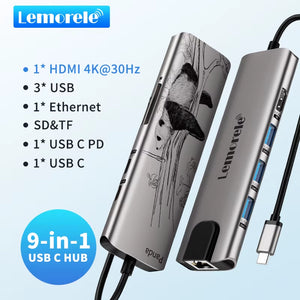 TC39 Docking Station USB Ethernet Adapter 1000Mbps USB-C HUB PD 100W USB3.0 HUB RJ45 Lan for Laptop PC Xiaomi Mi Box Ma