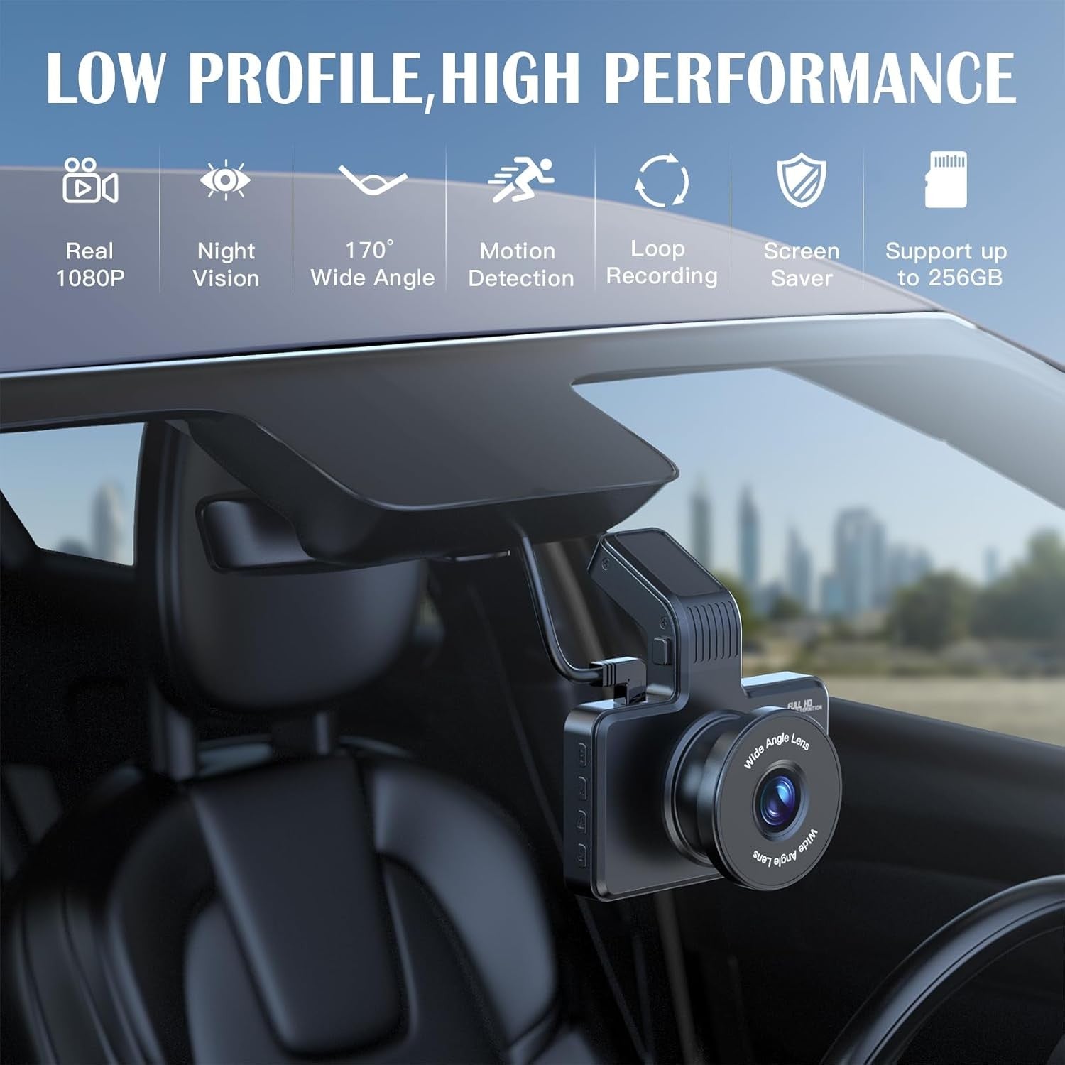 Range Tour Car Dash Cam Front, FHD 1080P Car Camera 170° Wide Angle WDR In