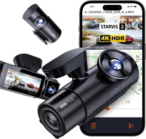 N4 Pro 4K 3 Channel Dash Cam 5G Wifi GPS, STARVIS 2, 4K+1080P+1080P Front and Rear inside Triple Car Camera 3CH HDR, Night Vision, Voice Control, 24/7 Buffered Parking Mode, Support 512GB