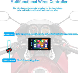 Motorcycle Carplay Screen, Wireless Carplay and Android Auto, GPS Navigation, Tire Pressure Sensors, Wifi 5 Inch Touchscreen HD 1080P Front and Rear Camera Motorcycle Dash Camera DVR (5Inch)