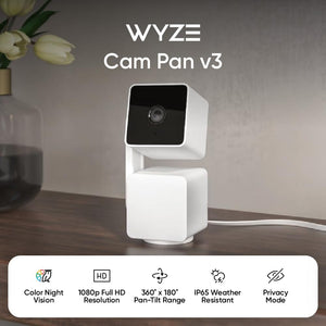 Cam Pan V3, Indoor/Outdoor Ip65-Rated 1080P Pan/Tilt/Zoom Wi-Fi Smart Home Security Camera with Color Night Vision, 2-Way Audio, Compatible with Alexa & Google Assistant, Free Expert Setup