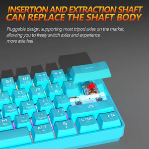 MK61 USB Gaming Esports Mechanical Keyboard Red Switch 61 Key Wired Detachable Cable RGB Backlight Hot Swap