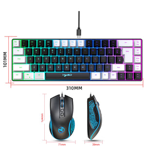 2024 Newest  Mini V200 68 Keys Mechanical Feel Keyboard Compact RGB Luminous Gaming Mouse and Keyboard Combos for Pc Gaming