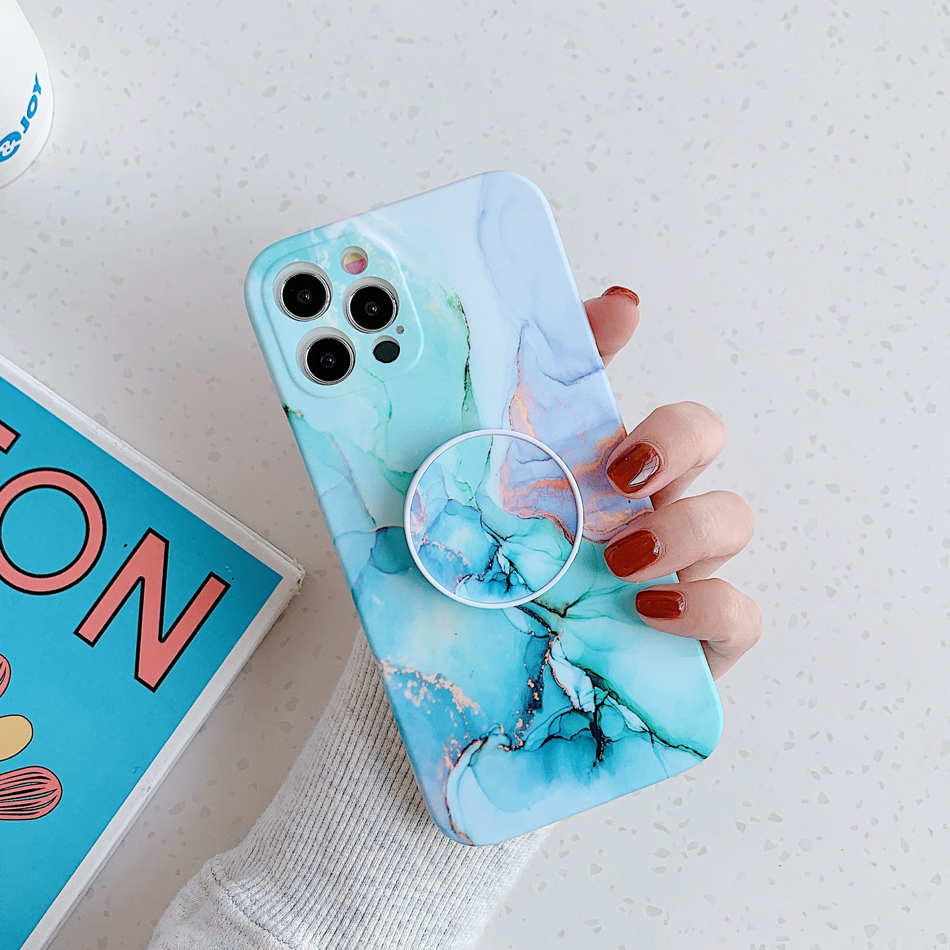 Marble Pattern Folding Stand Is Suitable For Fine Hole Silicone Mobile Phone Case