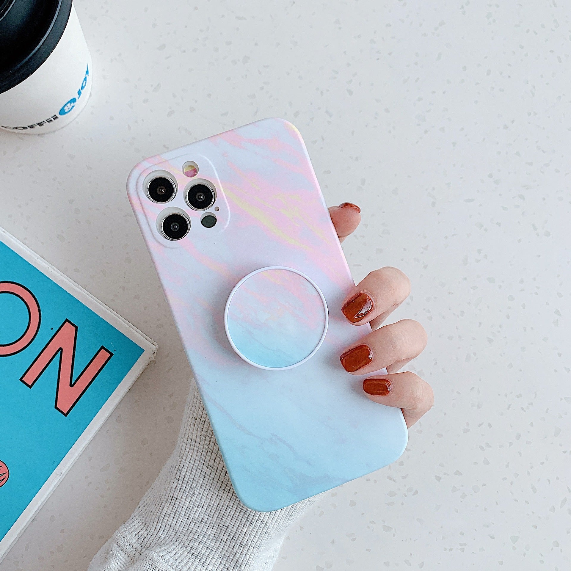 Marble Pattern Folding Stand Is Suitable For Fine Hole Silicone Mobile Phone Case