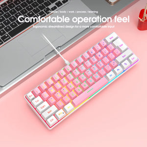 Mini 61-Key Gaming Keyboard with Membrane Keys, RGB Backlight, Compact and Waterproof Design, Ideal for Typing, Travel, Computer