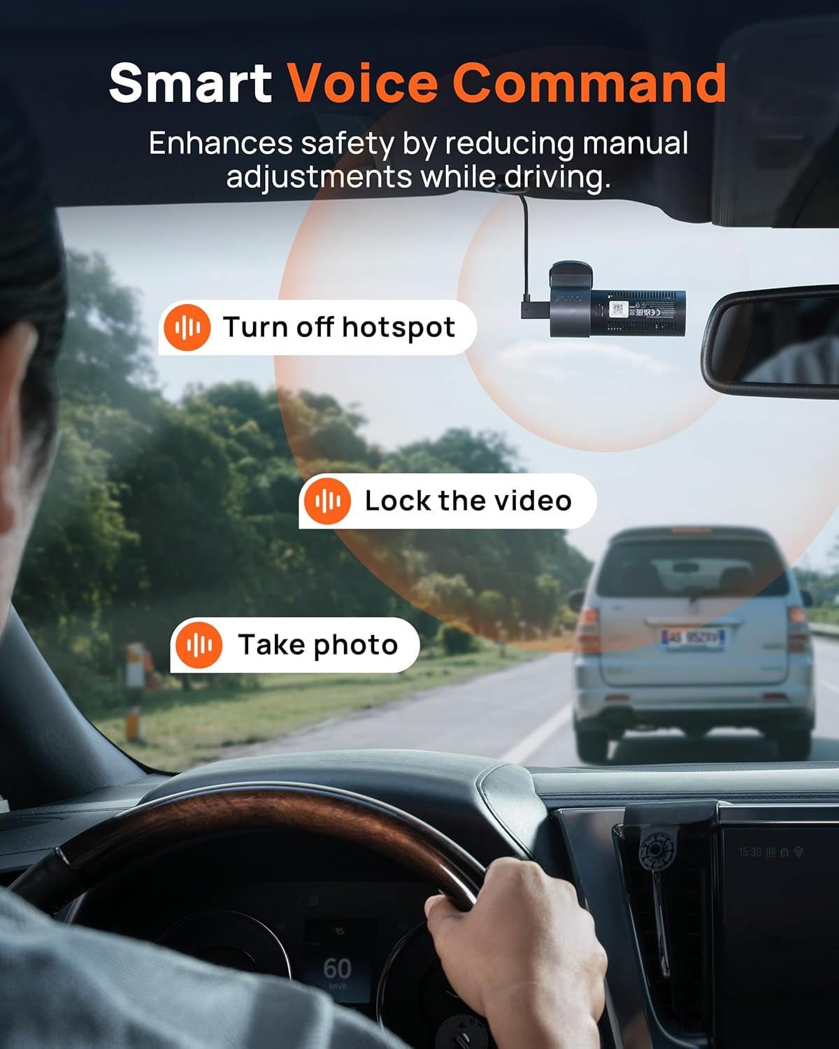 3K Wifi Dash Cam M310 3K Plus, Smart Voice Command 1620P QHD Dash Camera for Cars, WDR, Superior Night Vision, 24H Parking Monitor with APP Control, Time-Lapse Recording, Collision Detection