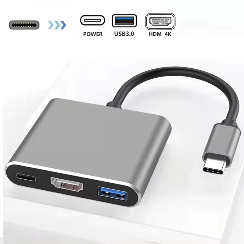3 in 1 Usb Hub USB C to Hdmi-Compatible Splitter HUB Type-C to Hdmi-Compatible USB3.0 Docking Station for Macbook Airpro Samsung