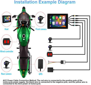 Motorcycle Carplay Screen, Wireless Carplay and Android Auto, GPS Navigation, Tire Pressure Sensors, Wifi 5 Inch Touchscreen HD 1080P Front and Rear Camera Motorcycle Dash Camera DVR (5Inch)