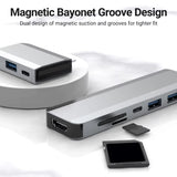 USB-C Docking Station 10 in 1 Magnetic Hub with Dual Monitor +USB 3.0+Type-C 3.0+SD/TF Reader+Pd 100W Charging for Mac Pro DELL