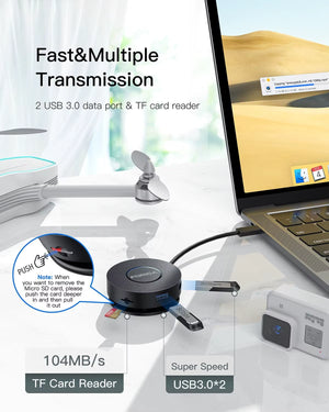 7-In-1 USB C HUB Mini Docking Station Dual 4K HDMI 1000Mbps Gigabit Ethernet USB C 3.0 Hub for Laptop/Macbook/Dell/Lenovo