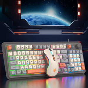 K8 Customized Mechanical Keyboard 94 Keys Hot-Swappable Gaming Keyboard with Mouse RGB Backlit Wired Keyboard for Laptop Desktop