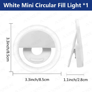LED Light Ring with Usbcharging Phone Lens Selfie Light Mini Circular Fill Light Clip Compatible with Iphone Samsung Xiaomi Poco