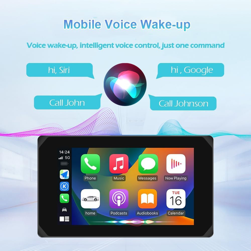 Motorcycle Carplay Screen, Wireless Carplay and Android Auto, GPS Navigation, Tire Pressure Sensors, Wifi 5 Inch Touchscreen HD 1080P Front and Rear Camera Motorcycle Dash Camera DVR (5Inch)