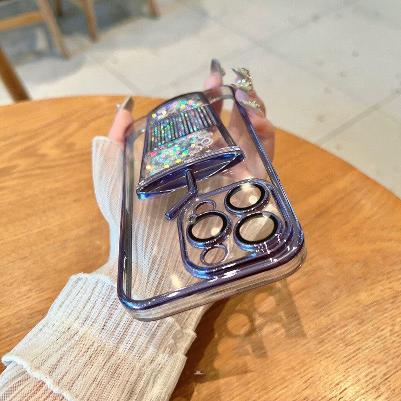 Electroplated Quicksand Cup Phone Case Drop-resistant Soft Shell