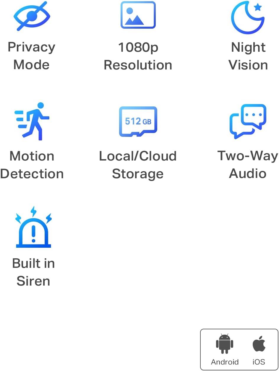 Tapo 1080P Indoor Security Camera for Baby Monitor, Dog Camera W/Motion Detection, 2-Way Audio Siren, Night Vision, Cloud & SD Card Storage, Works W/Alexa & Google Home (Tapo C100)