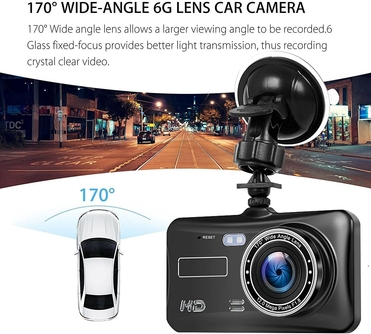 Dash Cam Front and Rear 1080P Full HD Dual Dash Camera in Car Camera Dashboard Camera Dashcam for Cars 170 Wide Angle HDR with 4.0" Touchscreen LCD Display Night Vision Motion Detection and G-Sensor
