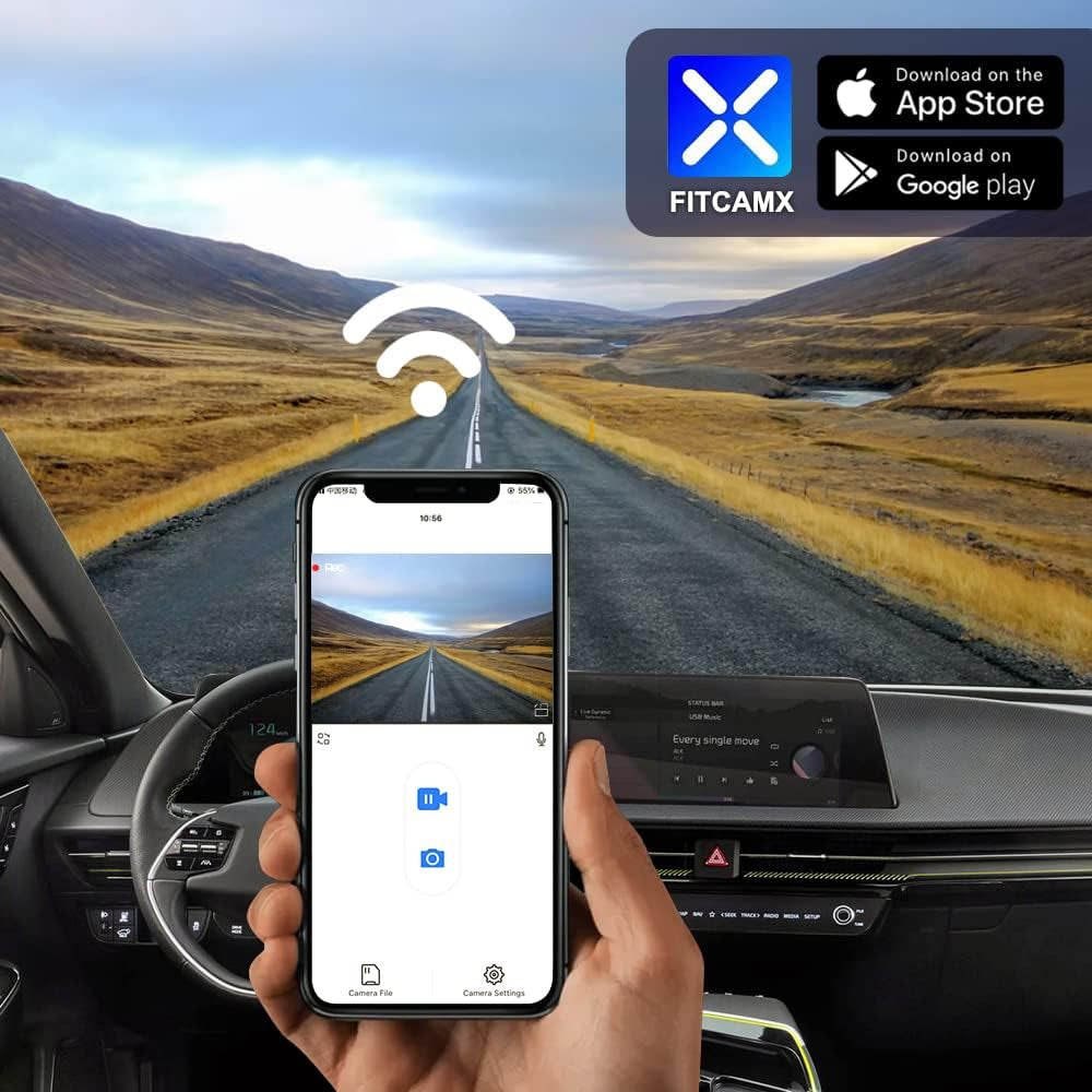 Dashcam 4K Compatible with Kia EV6 GT Gt-Line Light Wind 2022-2025, OEM Front Camera 2160P UHD Video Wifi, G-Sensor, Loop Recording, Night Vision, WDR Dash Cam, Plug Play, with 64GB Card