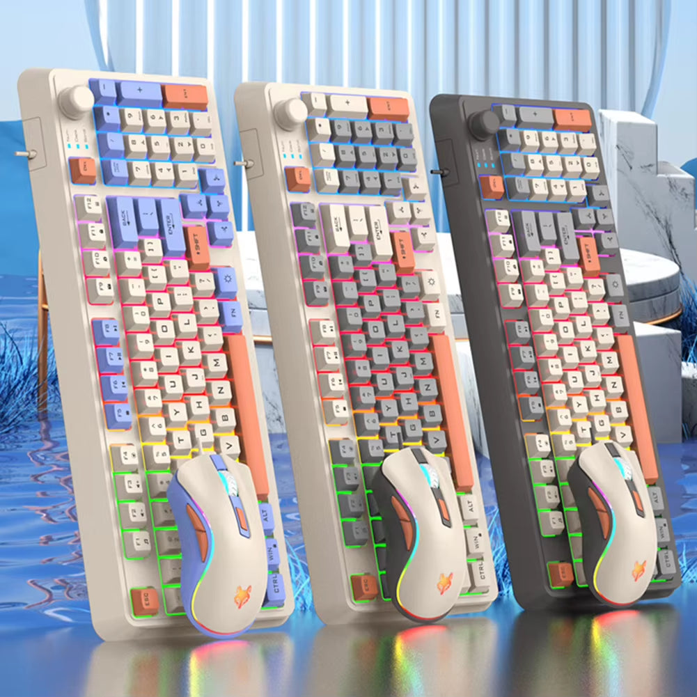 K8 Customized Mechanical Keyboard 94 Keys Hot-Swappable Gaming Keyboard with Mouse RGB Backlit Wired Keyboard for Laptop Desktop
