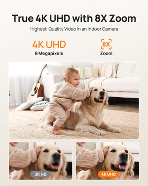 4K UHD Indoor Camera, Pet/Dog/Baby Security Camera with Phone App, 360°Pan-Tilt, 5G/2.4G Dual-Band Wi-Fi 6, Auto-Tracking, Person/Pet/Baby Crying Detection, Privacy Mode, Two-Way Audio, 2 Pack