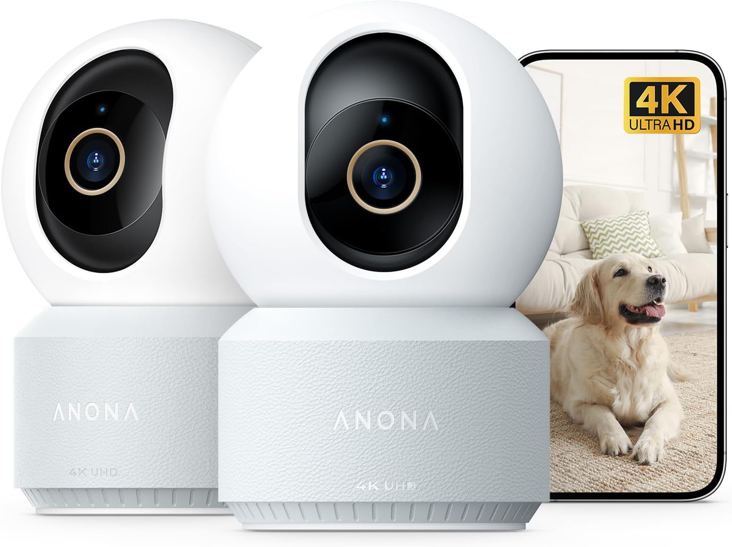 4K UHD Indoor Camera, Pet/Dog/Baby Security Camera with Phone App, 360°Pan-Tilt, 5G/2.4G Dual-Band Wi-Fi 6, Auto-Tracking, Person/Pet/Baby Crying Detection, Privacy Mode, Two-Way Audio, 2 Pack