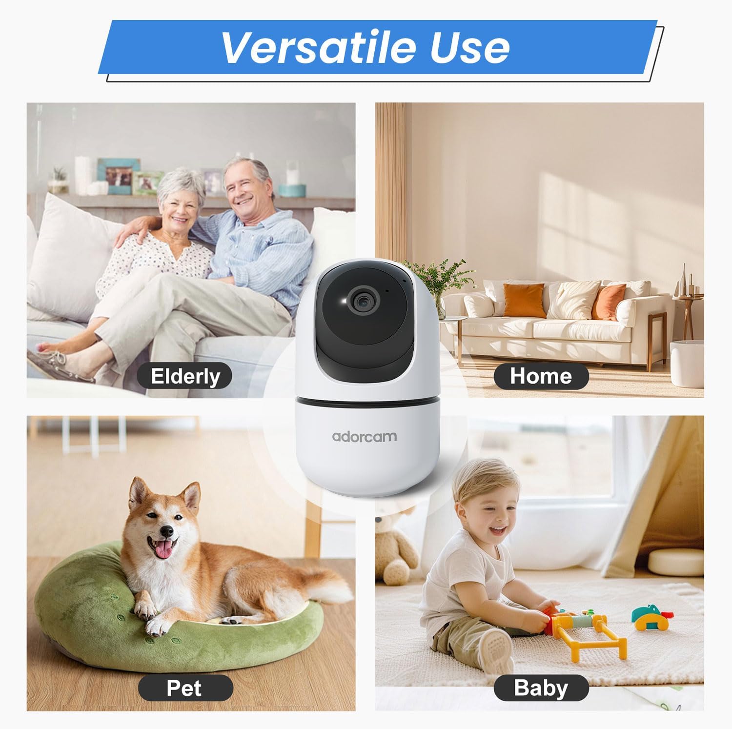Indoor Camera for Home Security: 5G & 2.4G Wifi 2K 360° Pan Tilt Camera with 2 Way Audio Night Vision Phone App Video Surveillance for House Room Apartment Monitoring Baby Nanny Pet Dog Cat