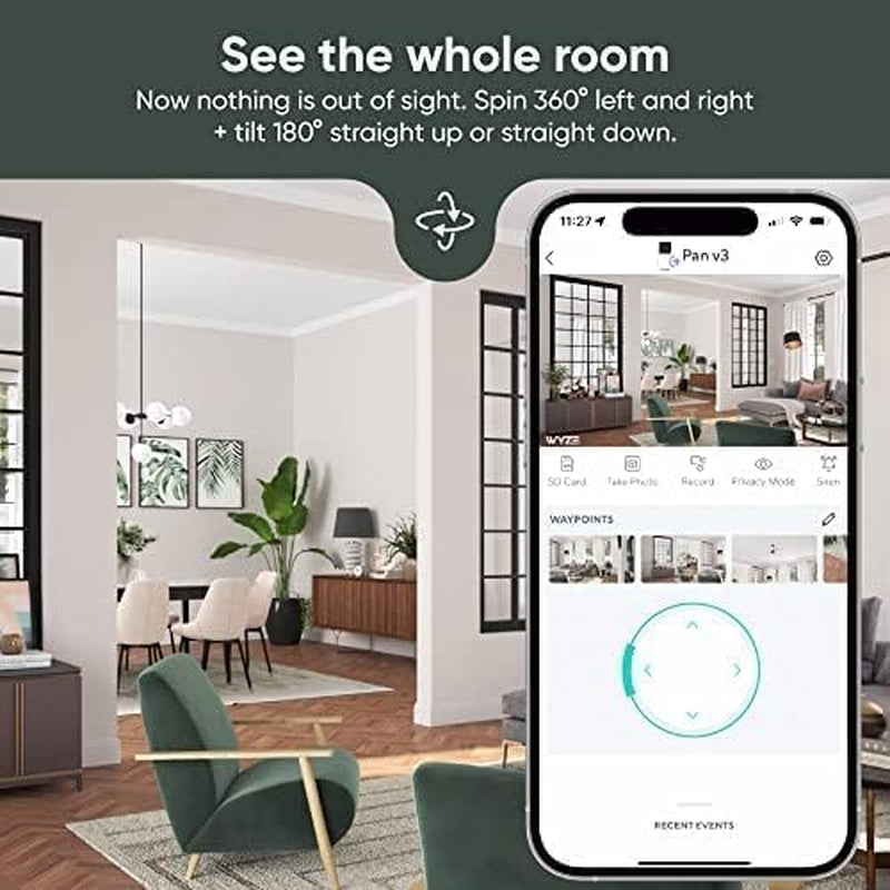 Cam Pan V3, Indoor/Outdoor Ip65-Rated 1080P Pan/Tilt/Zoom Wi-Fi Smart Home Security Camera with Color Night Vision, 2-Way Audio, Compatible with Alexa & Google Assistant, Free Expert Setup