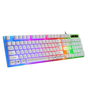 Wired Keyboard Mouse Set RGB Keyboard Mouse Combo Floating Keycap Strong Wear-Resistant 104 Key Standard Keyboard for Laptop