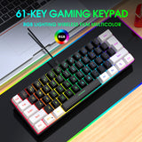 Mini 61-Key Gaming Keyboard with Membrane Keys, RGB Backlight, Compact and Waterproof Design, Ideal for Typing, Travel, Computer