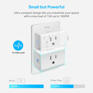 Plug Ultra Mini 15A, Smart Home Wi-Fi Outlet Works with Alexa, Google Home & IFTTT, No Hub Required, UL Certified, 2.4G Wifi Only, 2 Count (Pack of 1)(EP10P2) , White