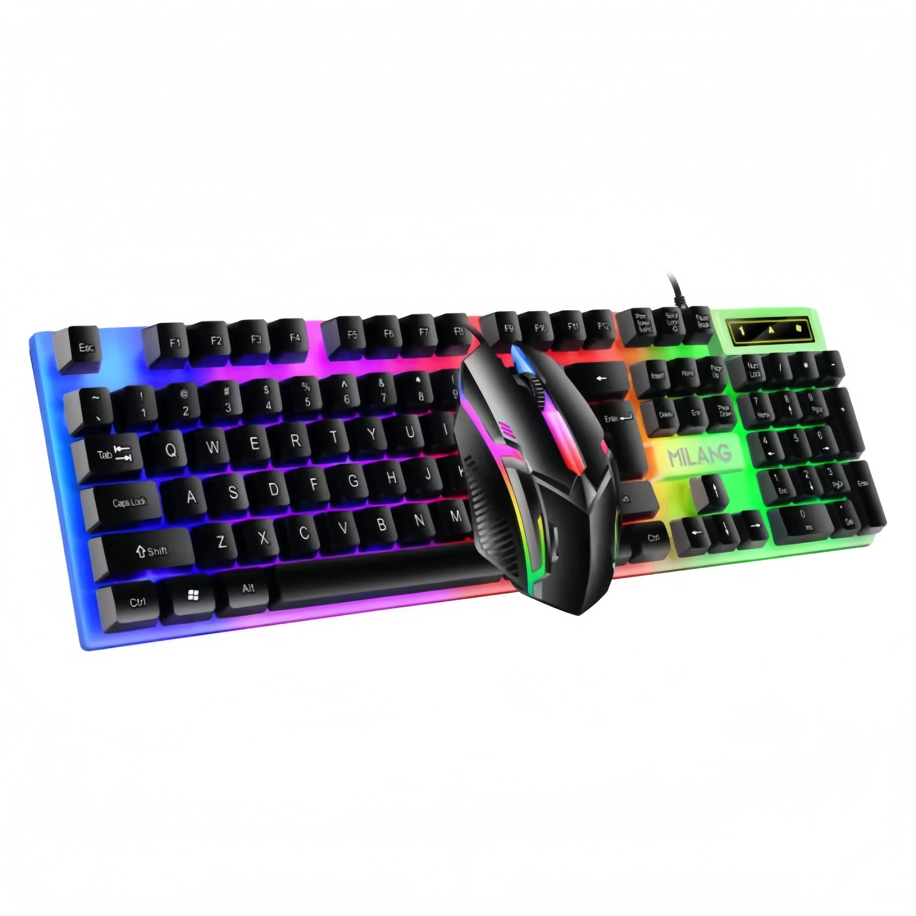 Wired Keyboard Mouse Set RGB Keyboard Mouse Combo Floating Keycap Strong Wear-Resistant 104 Key Standard Keyboard for Laptop