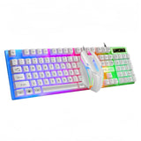 Wired Keyboard Mouse Set RGB Keyboard Mouse Combo Floating Keycap Strong Wear-Resistant 104 Key Standard Keyboard for Laptop