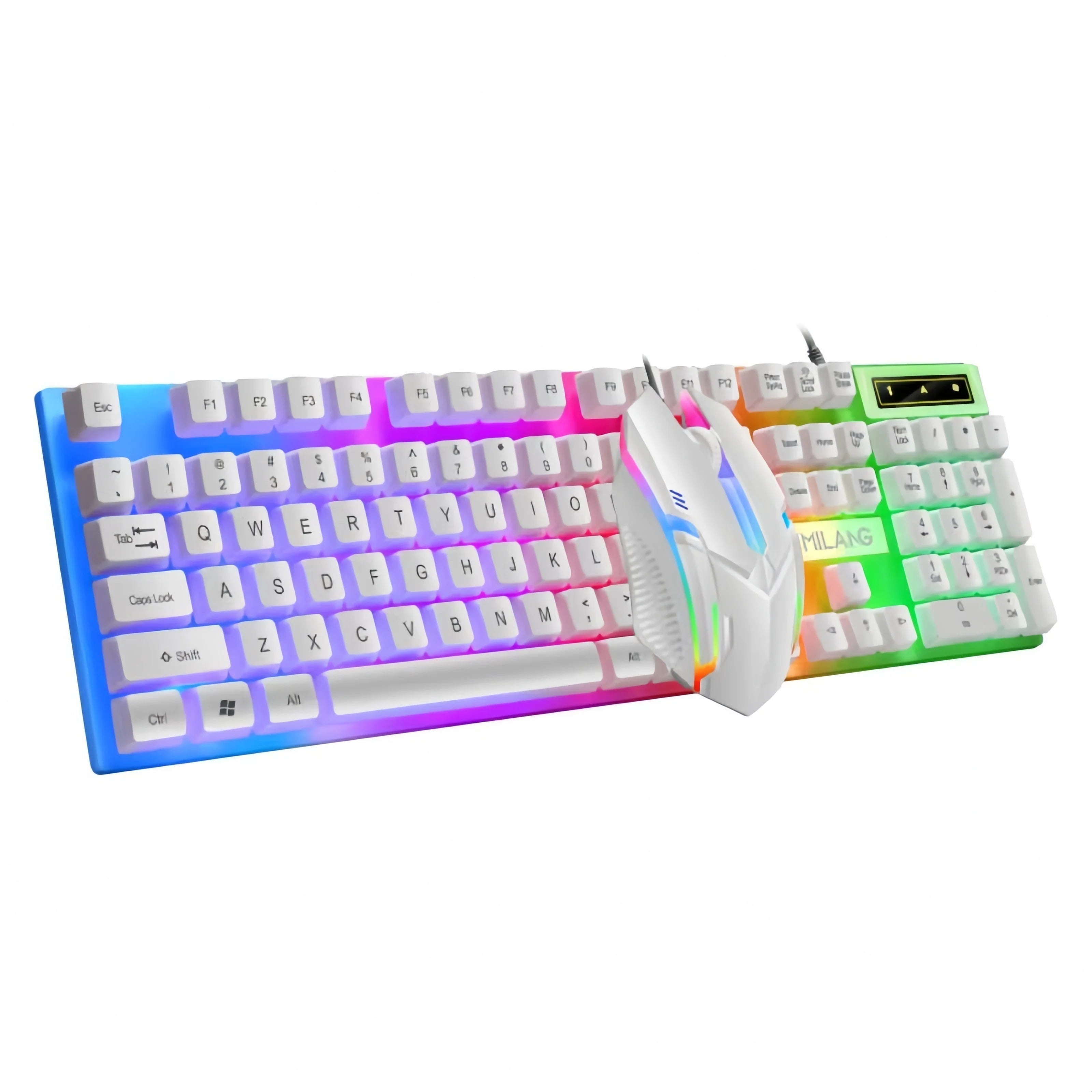Wired Keyboard Mouse Set RGB Keyboard Mouse Combo Floating Keycap Strong Wear-Resistant 104 Key Standard Keyboard for Laptop