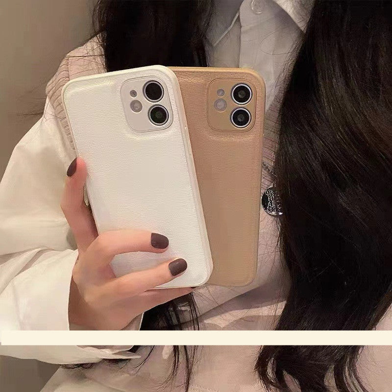 Simple Leather Texture All Inclusive Solid Color Phone Case